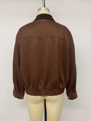 Button-down Oversized Jacket in Coffee Brown, view 15