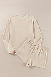 Dust Storm ribbed knit long sleeve top and shorts set