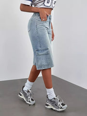 Elevated Wide-leg Denim Shorts