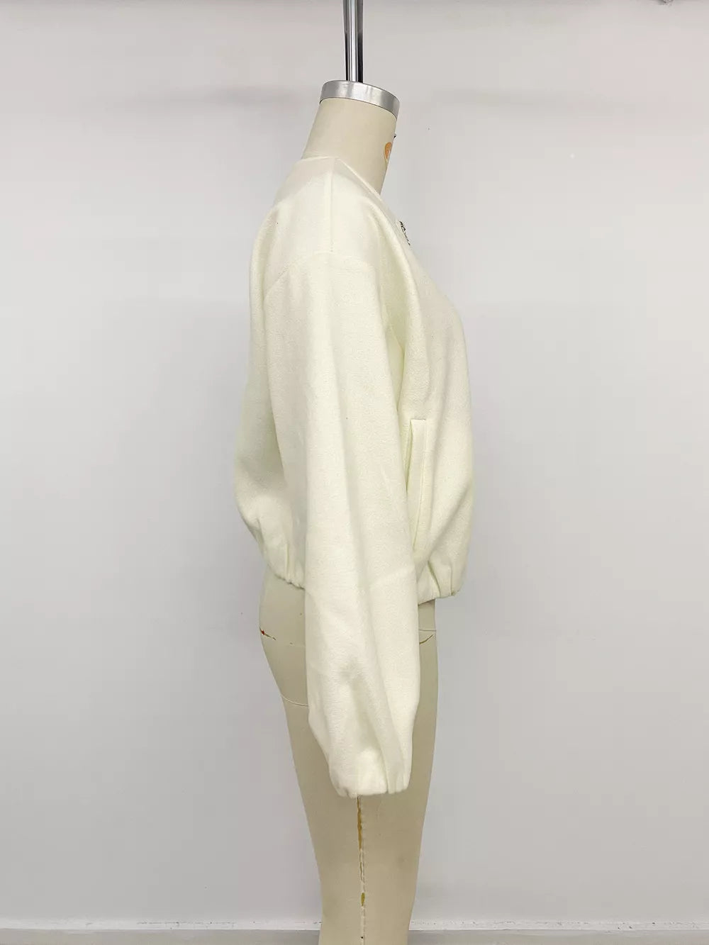 Fleece Bomber Jacket With Zipper in Apricot, view 12