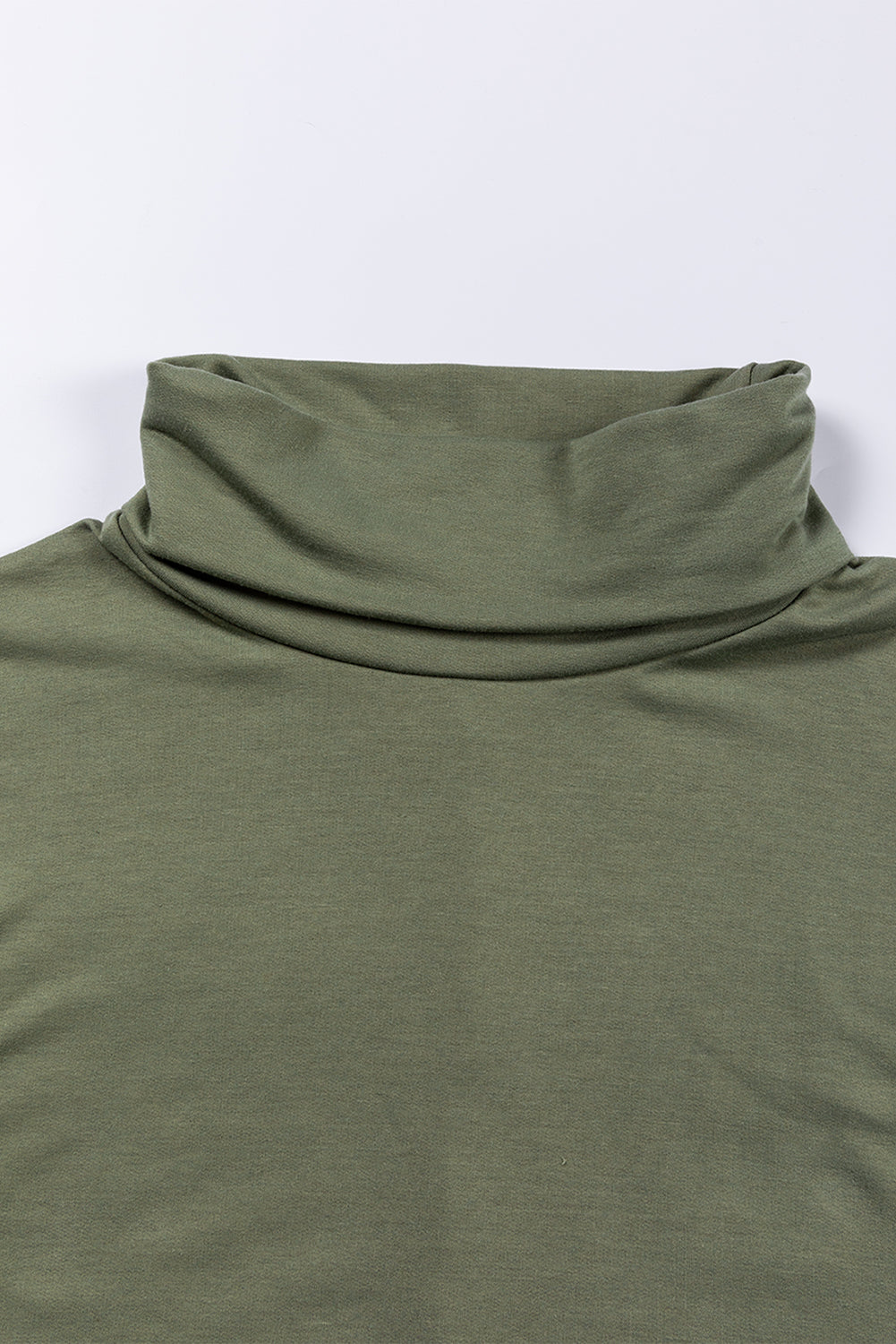 Army green tunic with draped cowl neckline