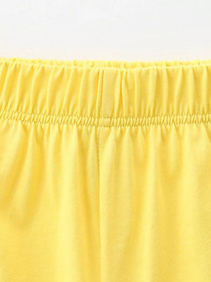 Yellow cotton baby shorts with elastic waistband