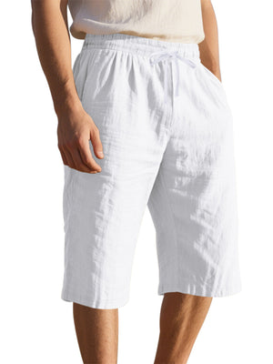 Men's Casual Drawstring Bermuda Shorts Plus Size in Light Blue, view 12