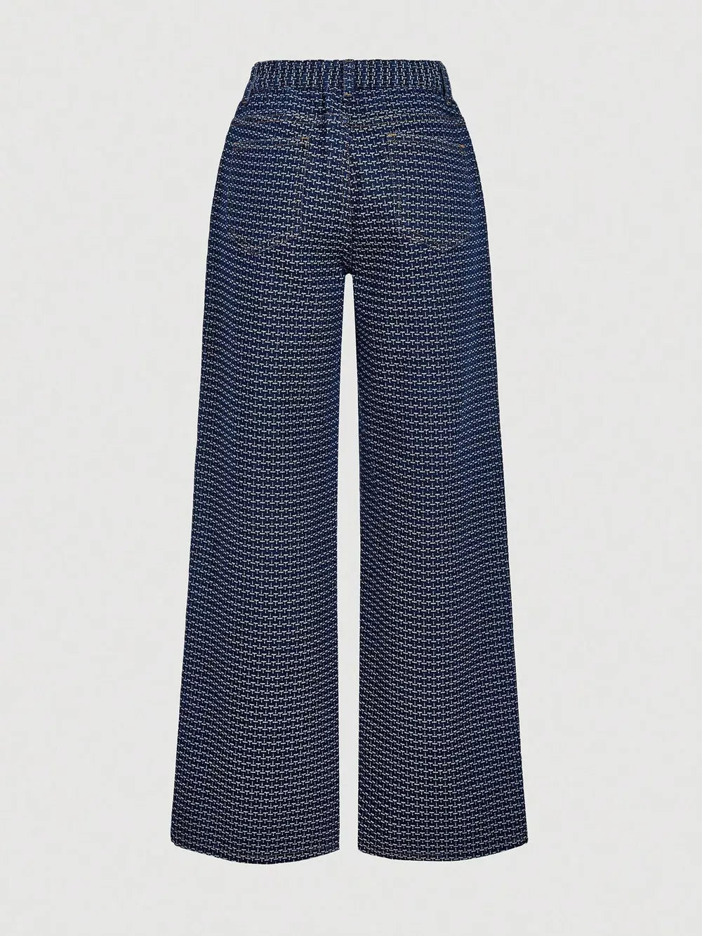 Halter Neck Denim Vest And Wide-leg Jeans Set, editorial view