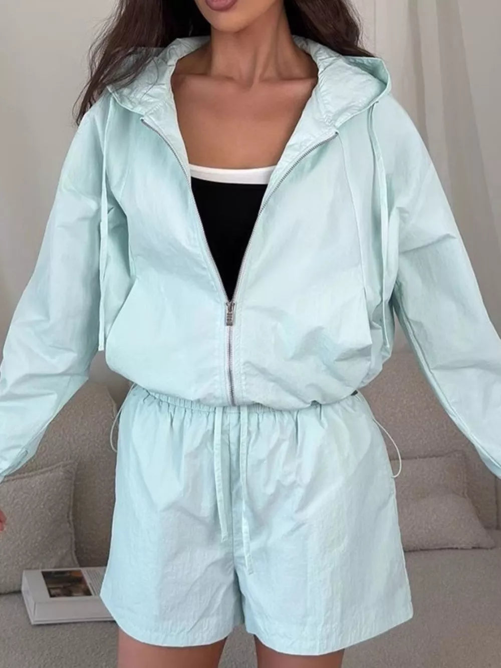 Lightweight Hooded Jacket And Shorts Set, view 23