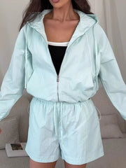 Lightweight Hooded Jacket And Shorts Set, view 23