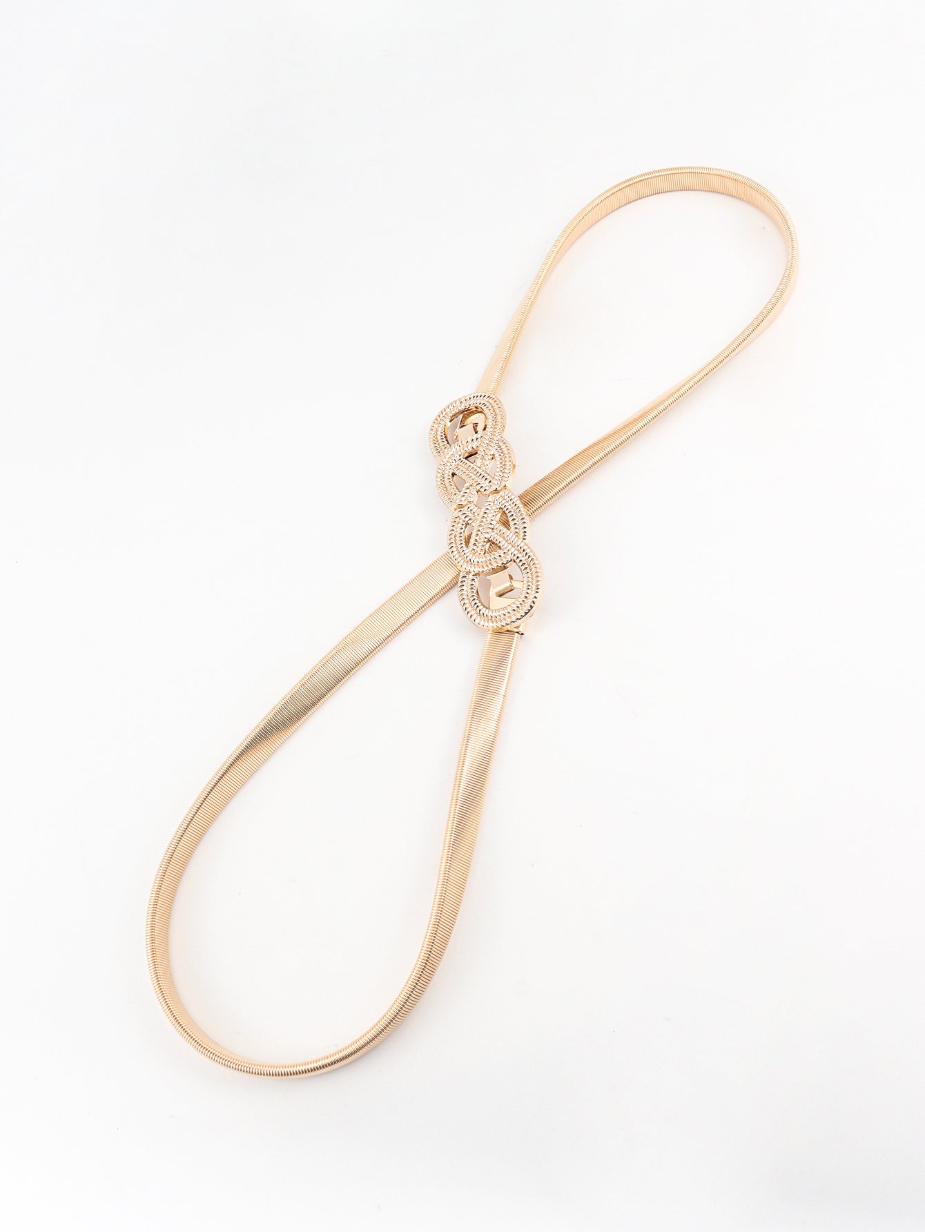 Gold elastic waist belt with intertwined knot detail