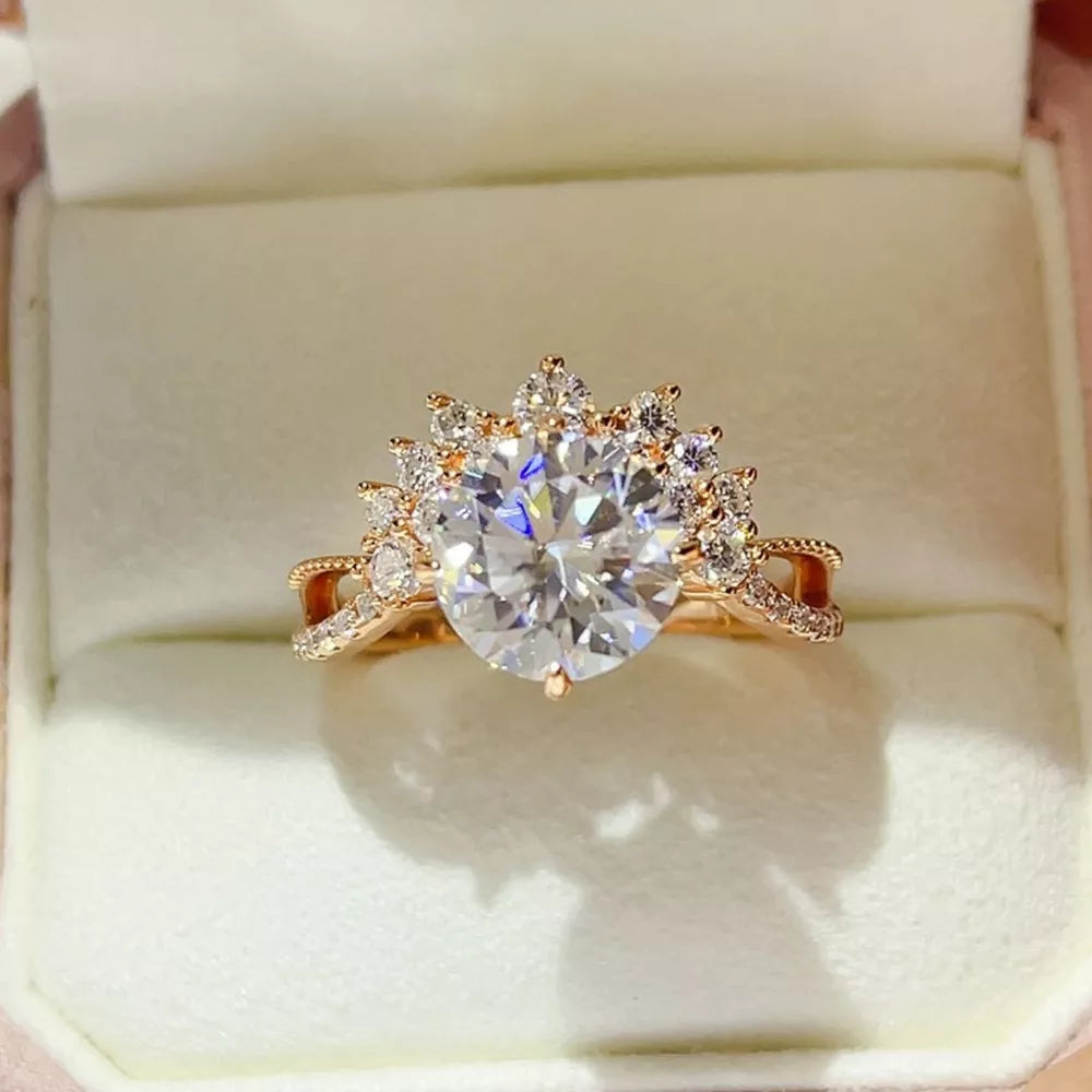0.3 Carat Moissanite Sculpted Sterling Silver Ring, front view