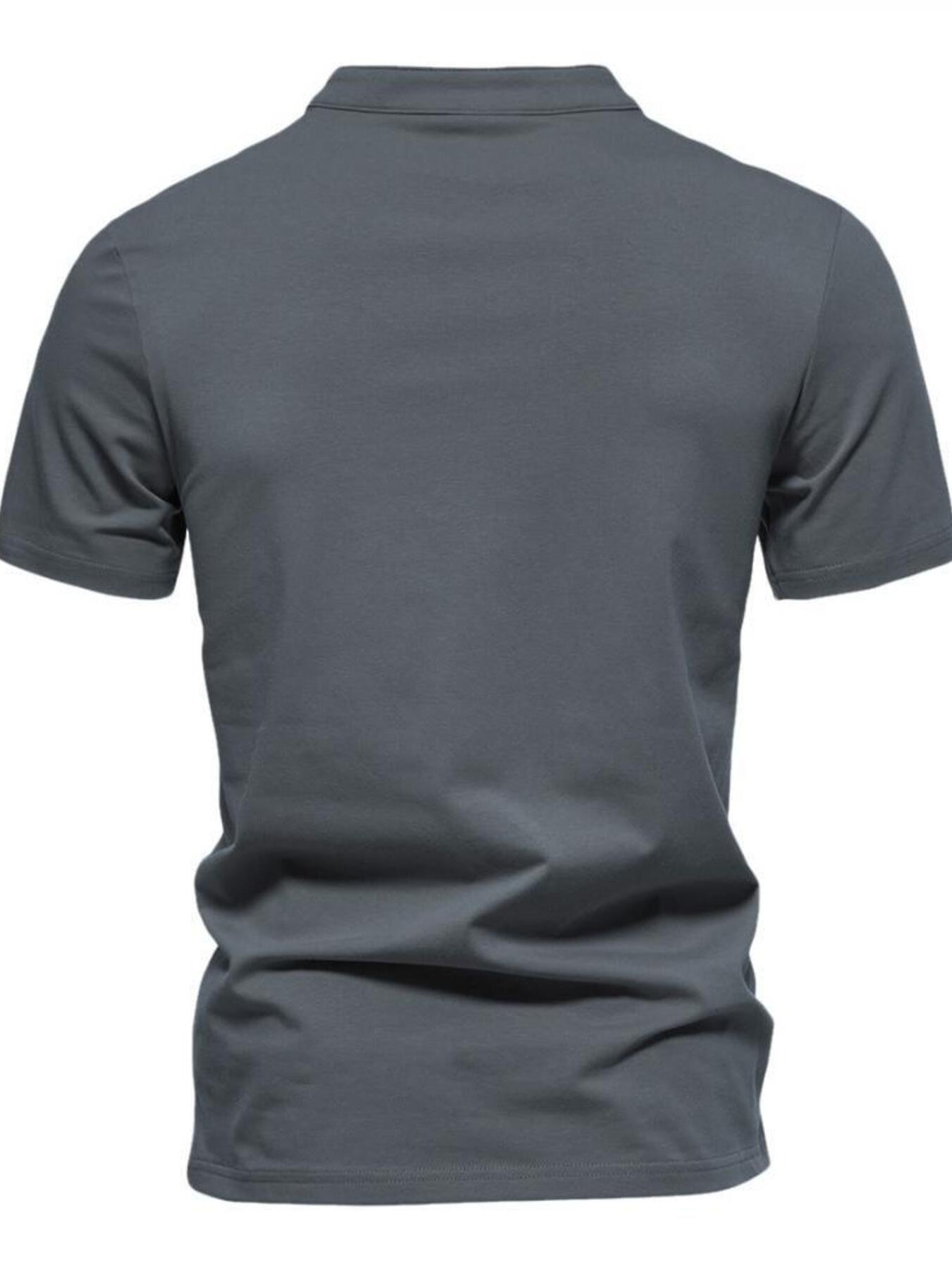 Men's dark gray short sleeve cotton t-shirt with a classic crew neck.