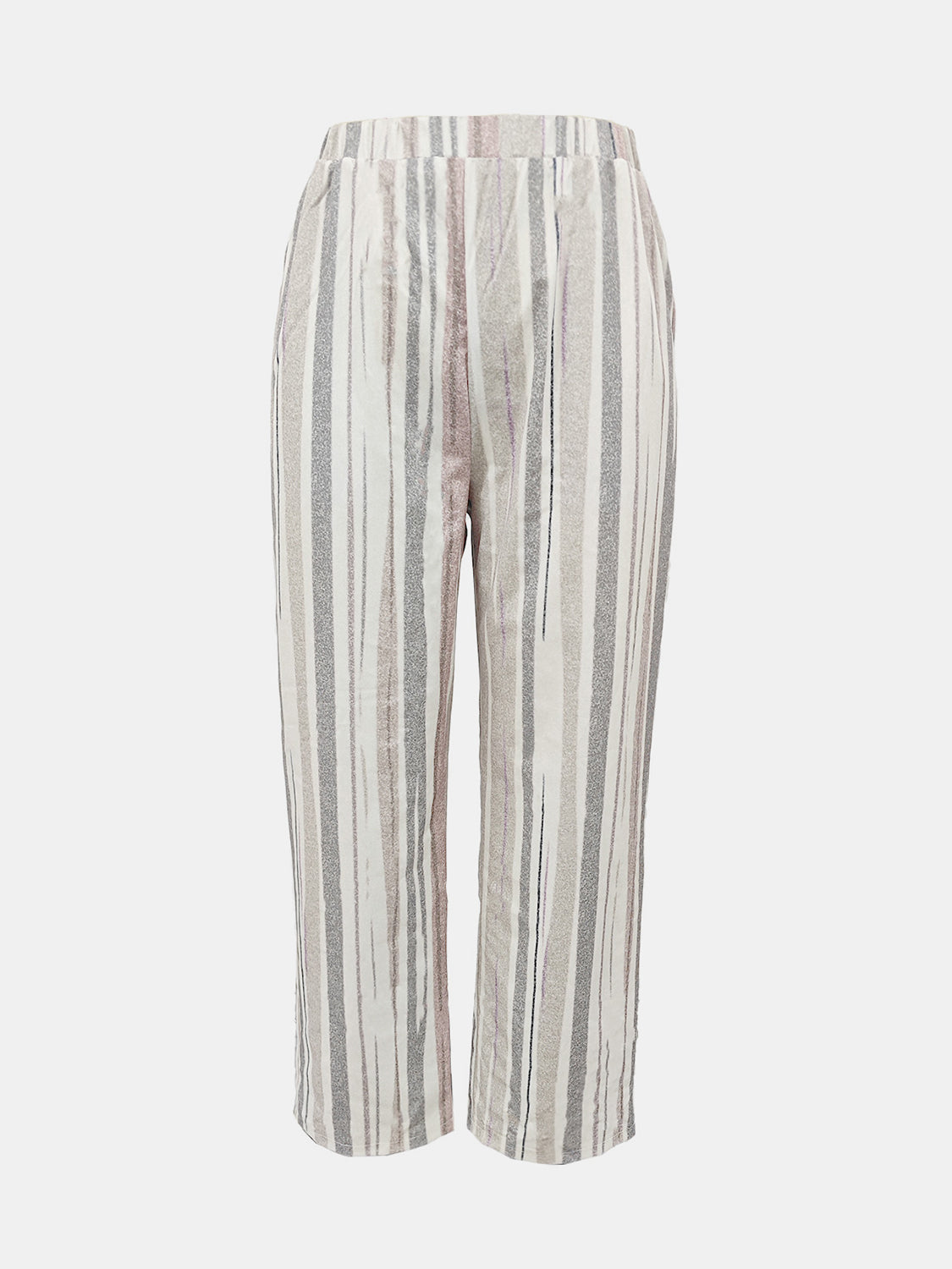 Relaxed-fit trousers in Dust Storm with vertical stripes and a subtle shimmer.