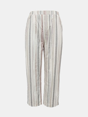 Relaxed-fit trousers in Dust Storm with vertical stripes and a subtle shimmer.