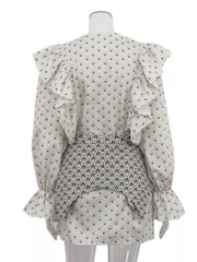 Ruffled Floral Mini Dress With Belted Detail