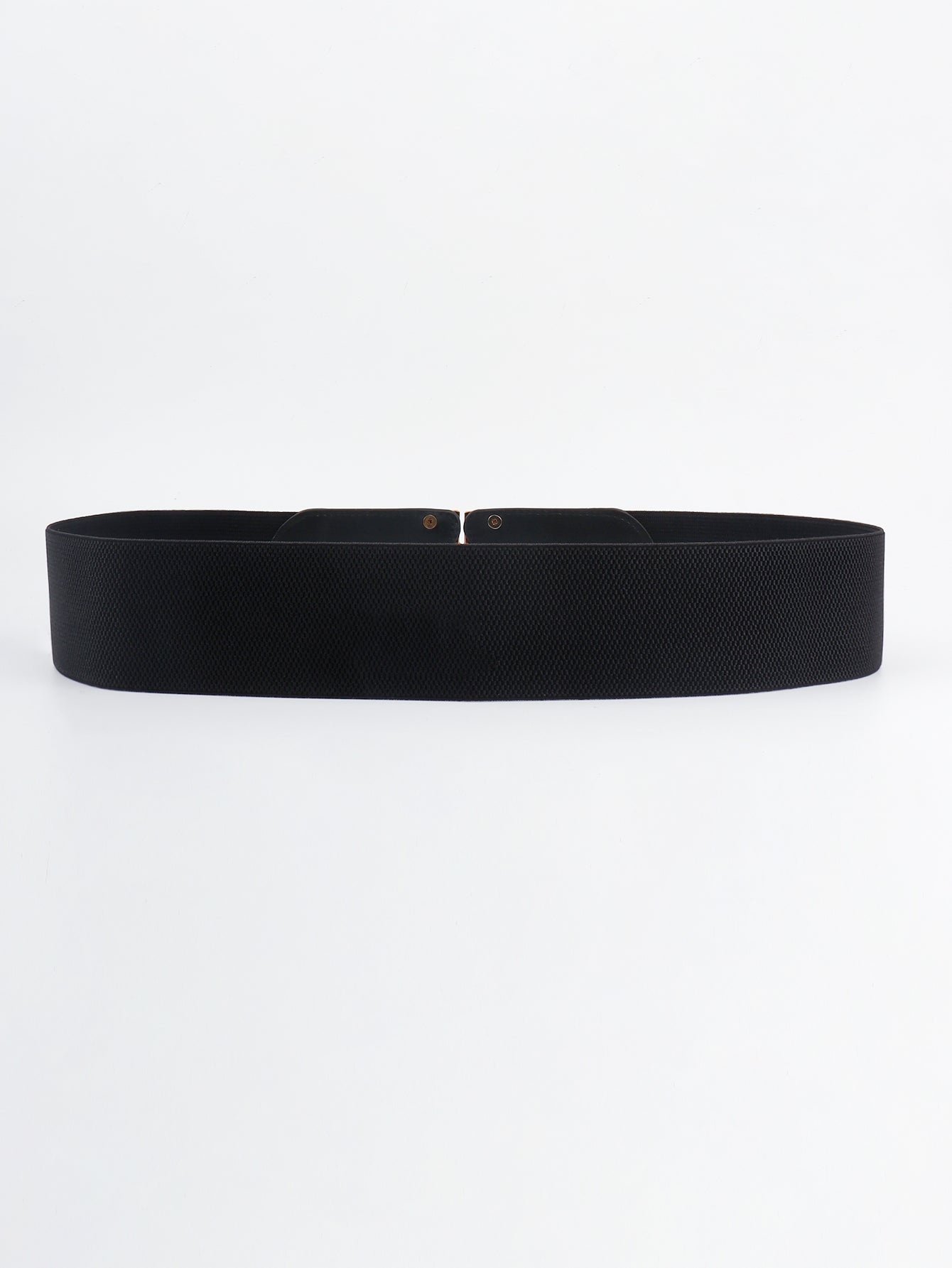 Black elastic waist belt with double D buckle detail
