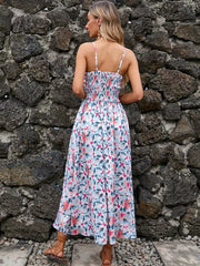 Vibrant Paisley Midi Dress With Spaghetti Straps