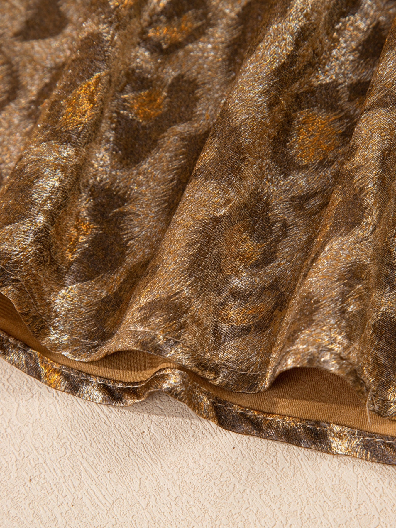 Print Classic Button-down Shirt in metallic animal print fabric with a classic collar.
