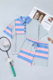 Playful Striped Two-piece Short Set