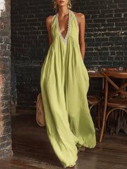 Luxe Lace-trimmed Halter Neck Romper