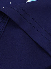 Navy crew neck t-shirt with space graphic detail and double stitching.