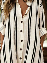 Striped Button-down Shirt Dress in Multicolor, side view