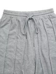 Drawstring Wide-leg Sweatpants in Light Gray, product detail