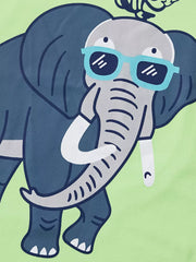 Playful Elephant & Monkey Tee For Kids