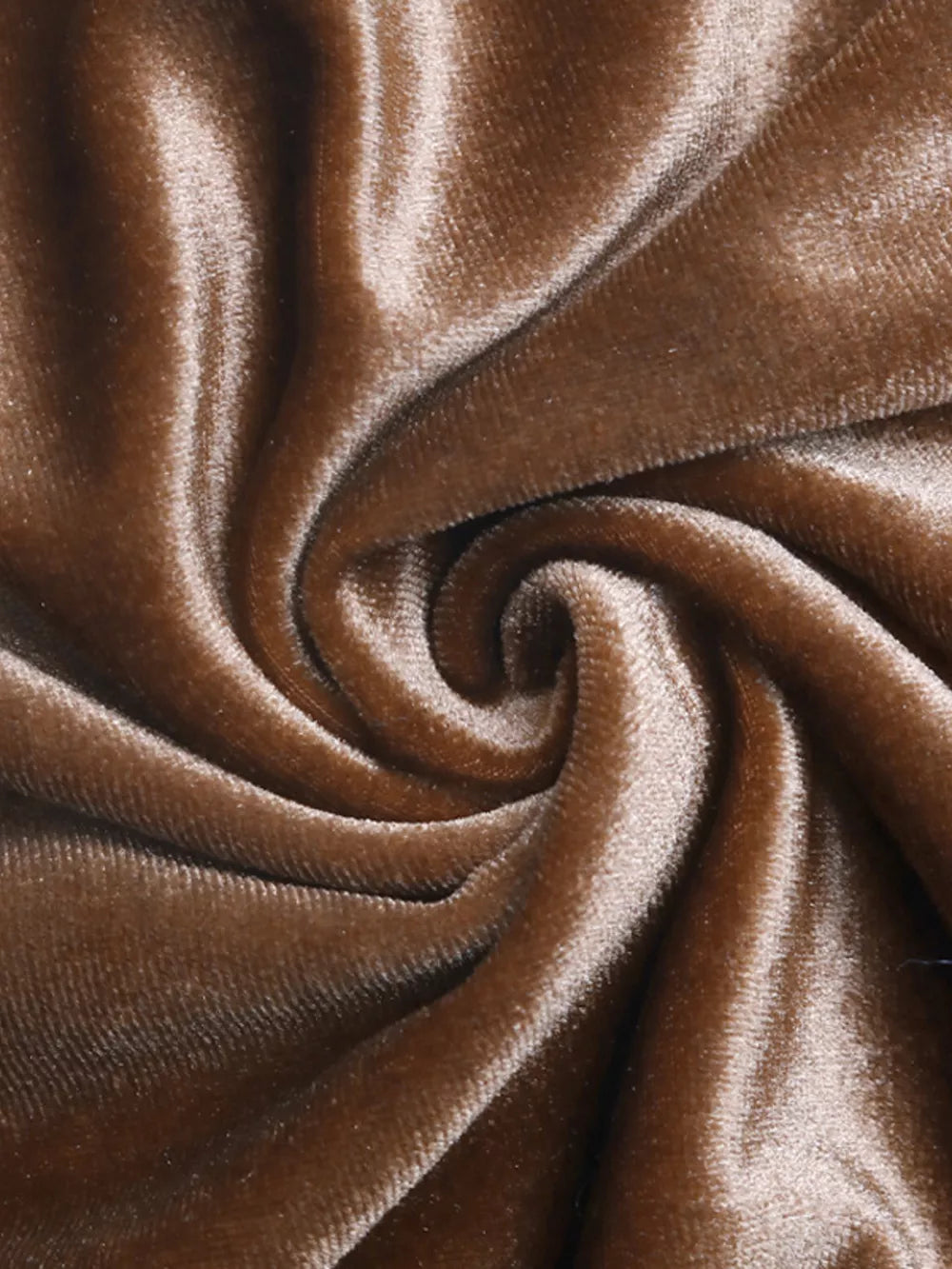 Brown velvet midi skirt with a wavy trim detail