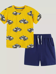 Playful Police Car Toddler T-shirt & Shorts Set