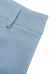Light blue tailored shorts with buttoned waistband detail.