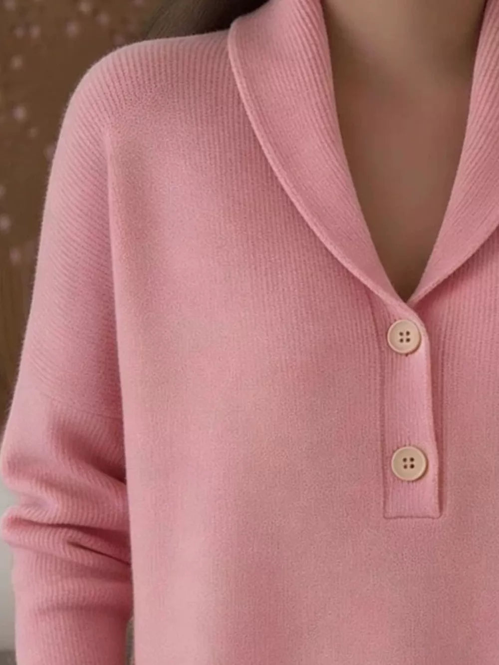 Button Detail Long Sleeve Sweater Plus Size in Burgundy, alternate angle