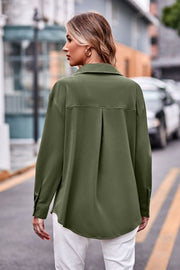 Oversized utility shirt in Matcha Green with a pleated back detail.