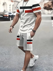 Men's Full Size Round Neck Tee And Shorts Set, front view