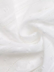 White lace-trimmed tie-front sleeveless maternity blouse with textured dot pattern