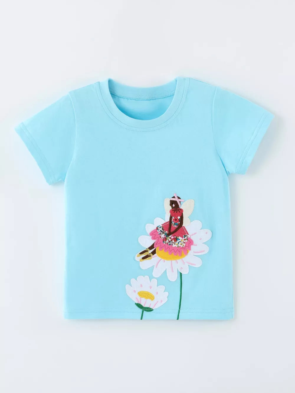 Children's Fairy And Flower Embroidered T-shirt, side view