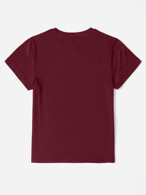 Mama Bolt graphic t-shirt in burgundy with short sleeves and a crew neck.