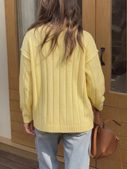 Button Up Dropped Shoulder Cardigan, fabric detail
