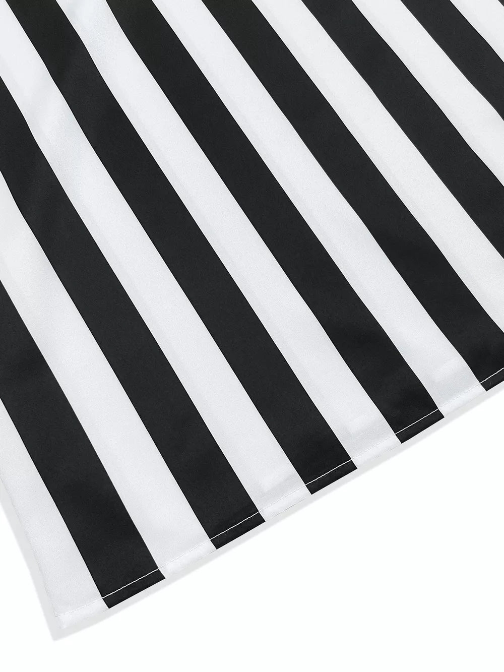 Striped Notched Casual Mini Dress in Black, model styling view