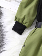 Children's Color Block Top And Pants Set in Army Green, back view