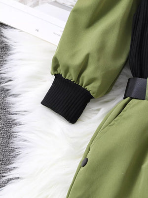 Children's Color Block Top And Pants Set in Army Green, back view