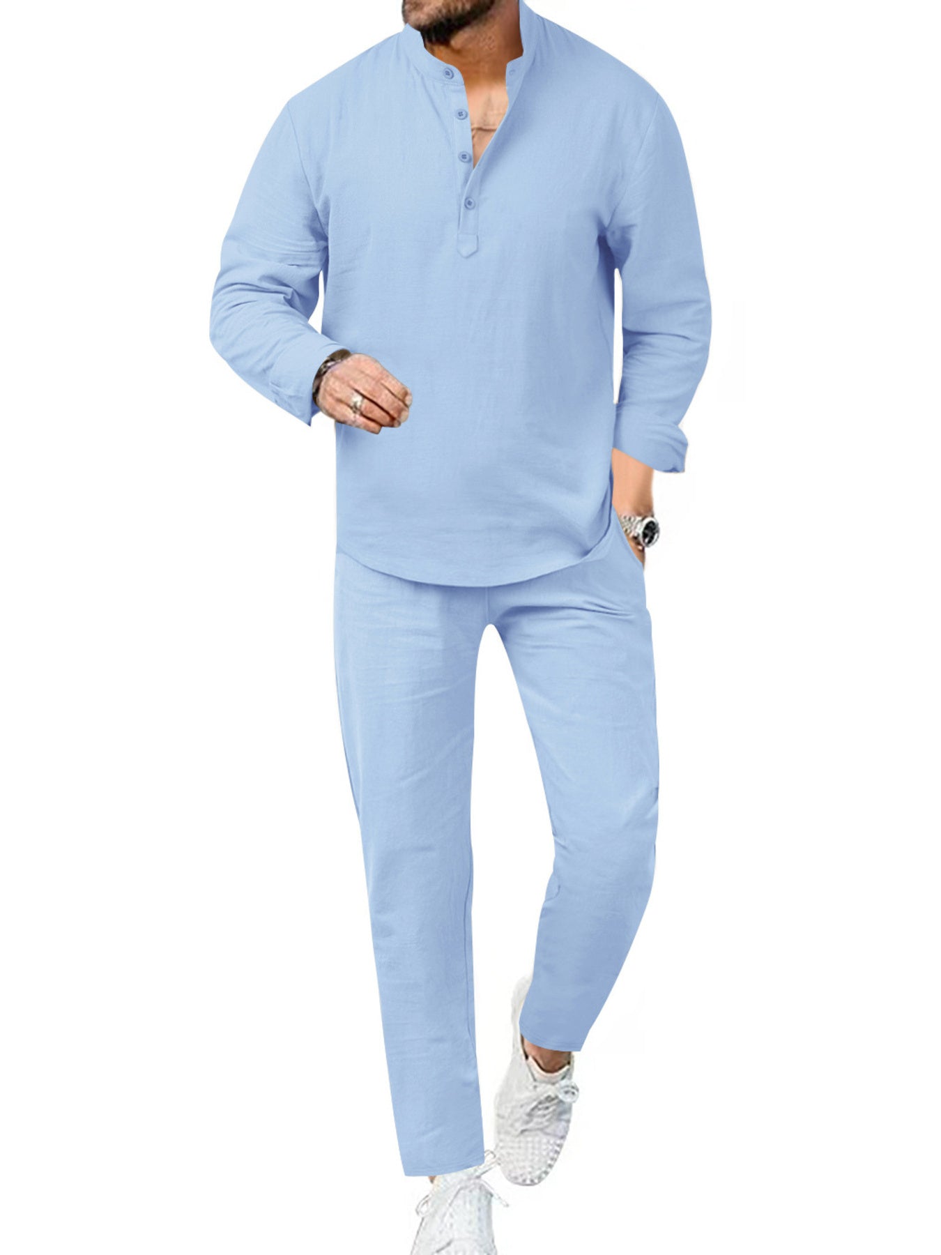 Casual Olive Two-piece Men's Set