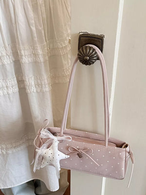 Polka Dot Shoulder Bag in Blush Pink, front view