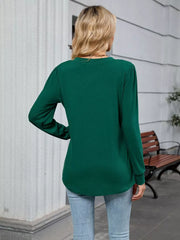 Maternity long sleeve t-shirt in dark green with a V-neck and relaxed fit.