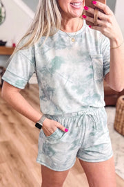 Chic Tie-dye Two-piece Set With Pockets