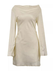 Elegant Backless Mini Dress With Long Sleeves