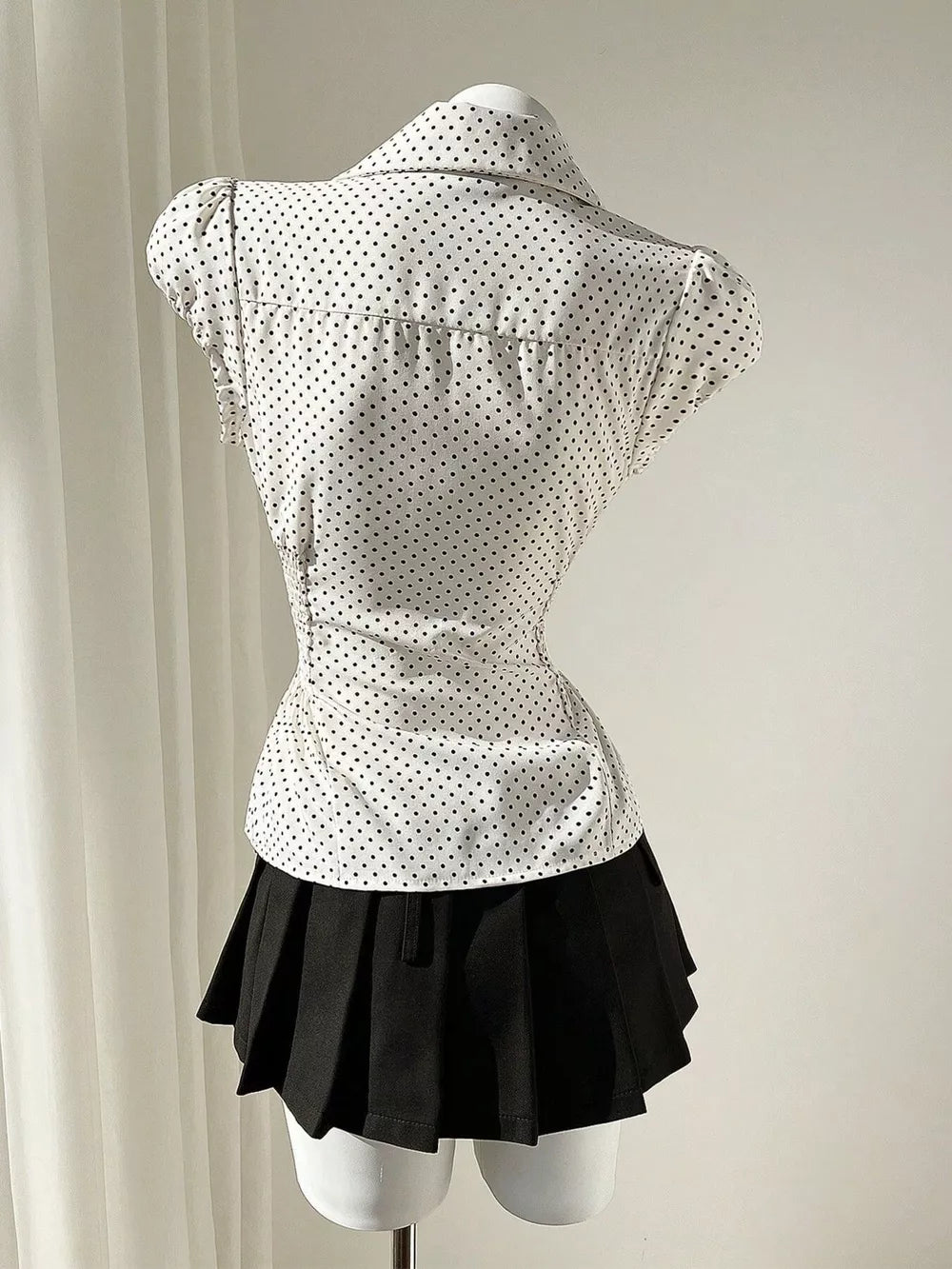 Polka Dot Cap Sleeve Blouse, back view