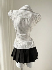 Polka Dot Cap Sleeve Blouse, back view