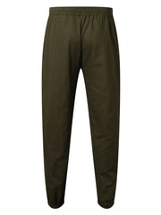 Relaxed-fit army green cuffed trousers with drawstring waist