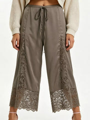 Lace Trim Wide-leg Cropped Pants