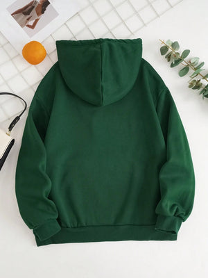 Dark Green oversized hoodie with pouch pocket and cuffed sleeves.