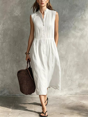 Sleeveless Button Front Midi Dress Plus Size, front view