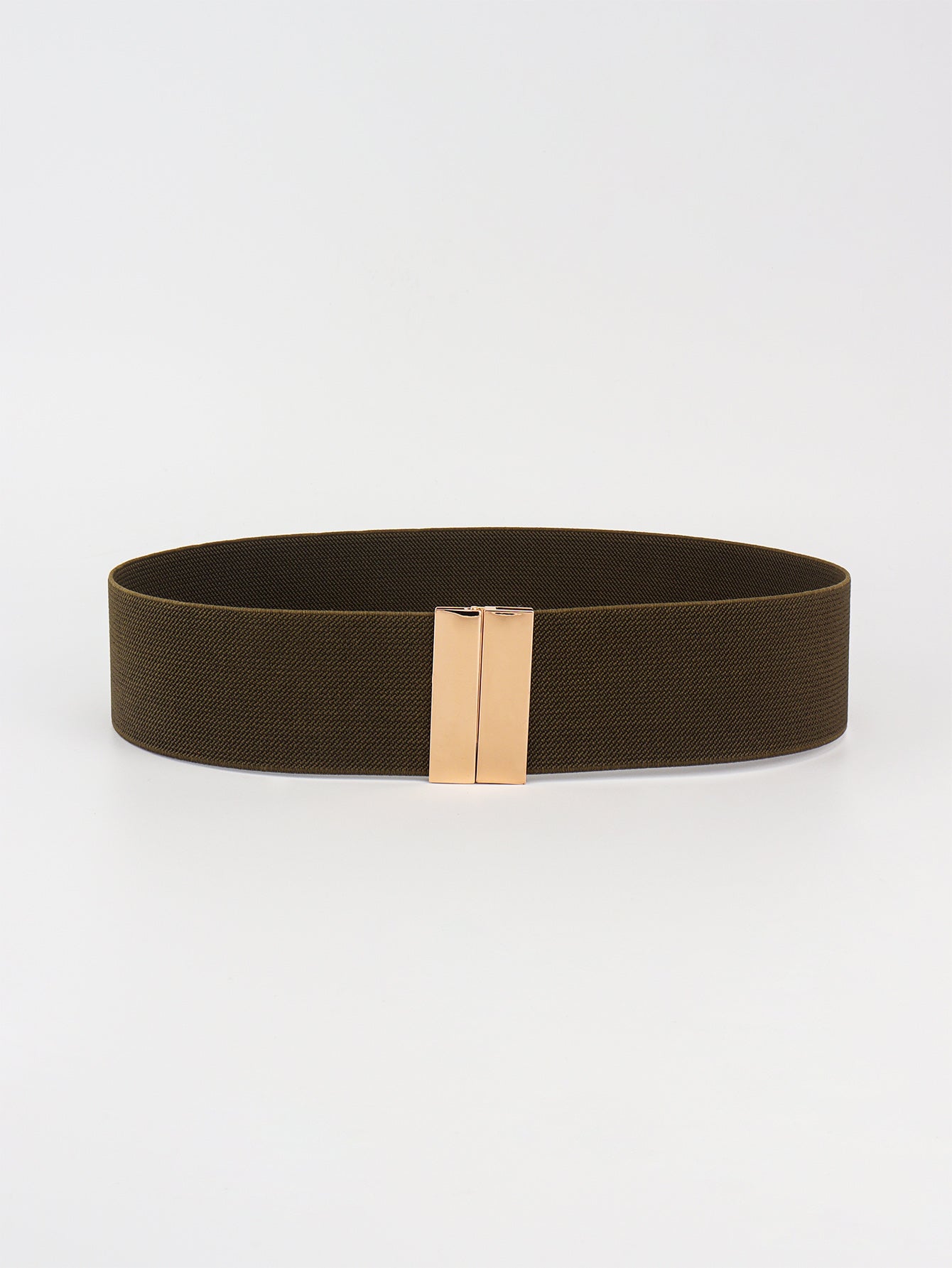 Wide elastic belt in Chestnut with a gold clasp
